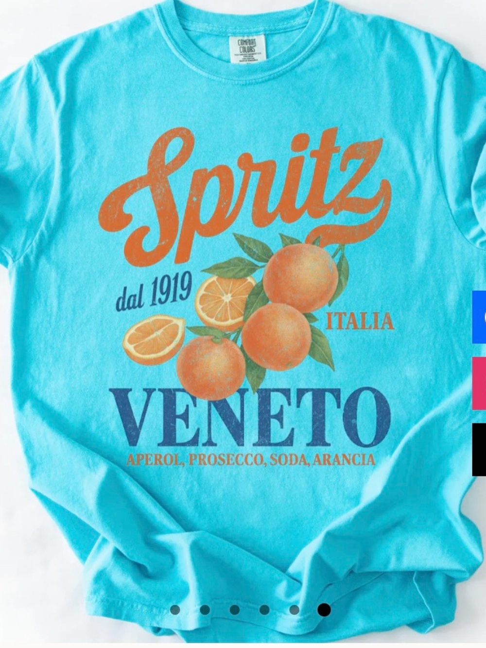 Comfort Colors Aqua Short Sleeve Tee with Orange Fruit Graphic